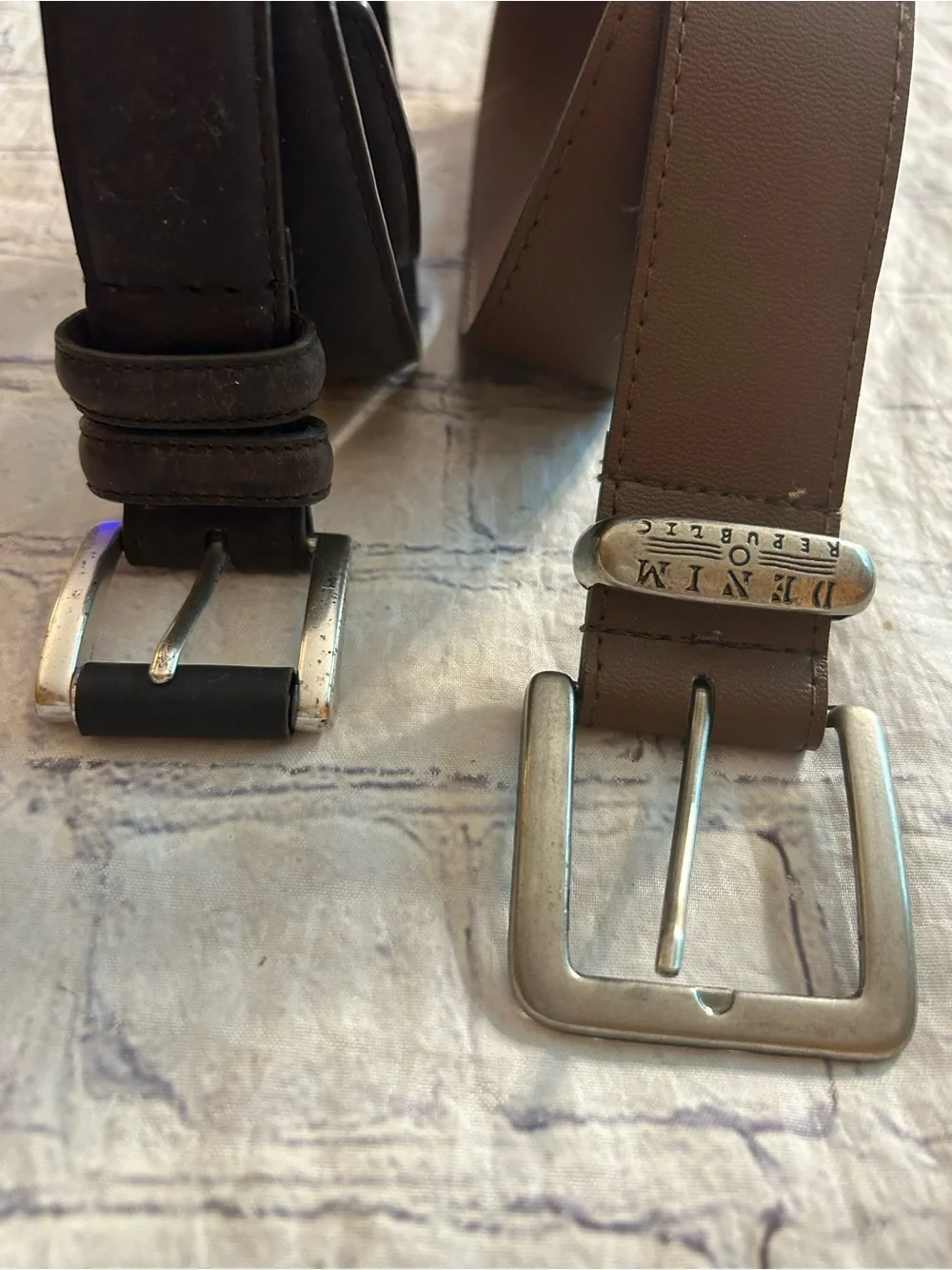 DENIM REPUBLIC BROWN VEGAN AND GENUINE CHOCOLATE BROWN LEATHER BELTS